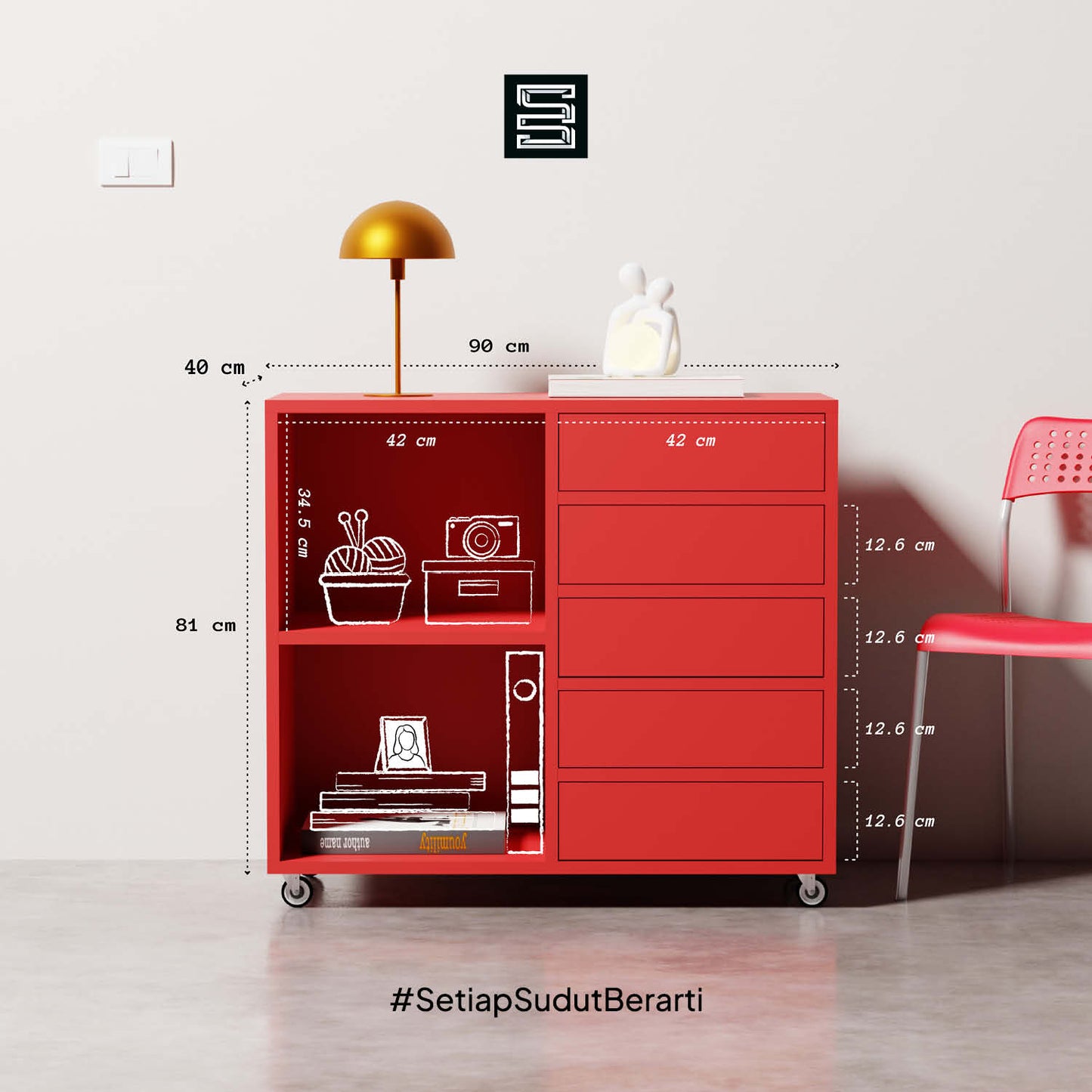 Small Filling Cabinet 90x40x81