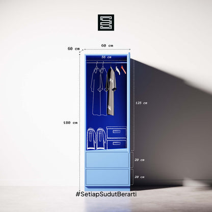 Wadrobe 60x60x180 Dua Laci