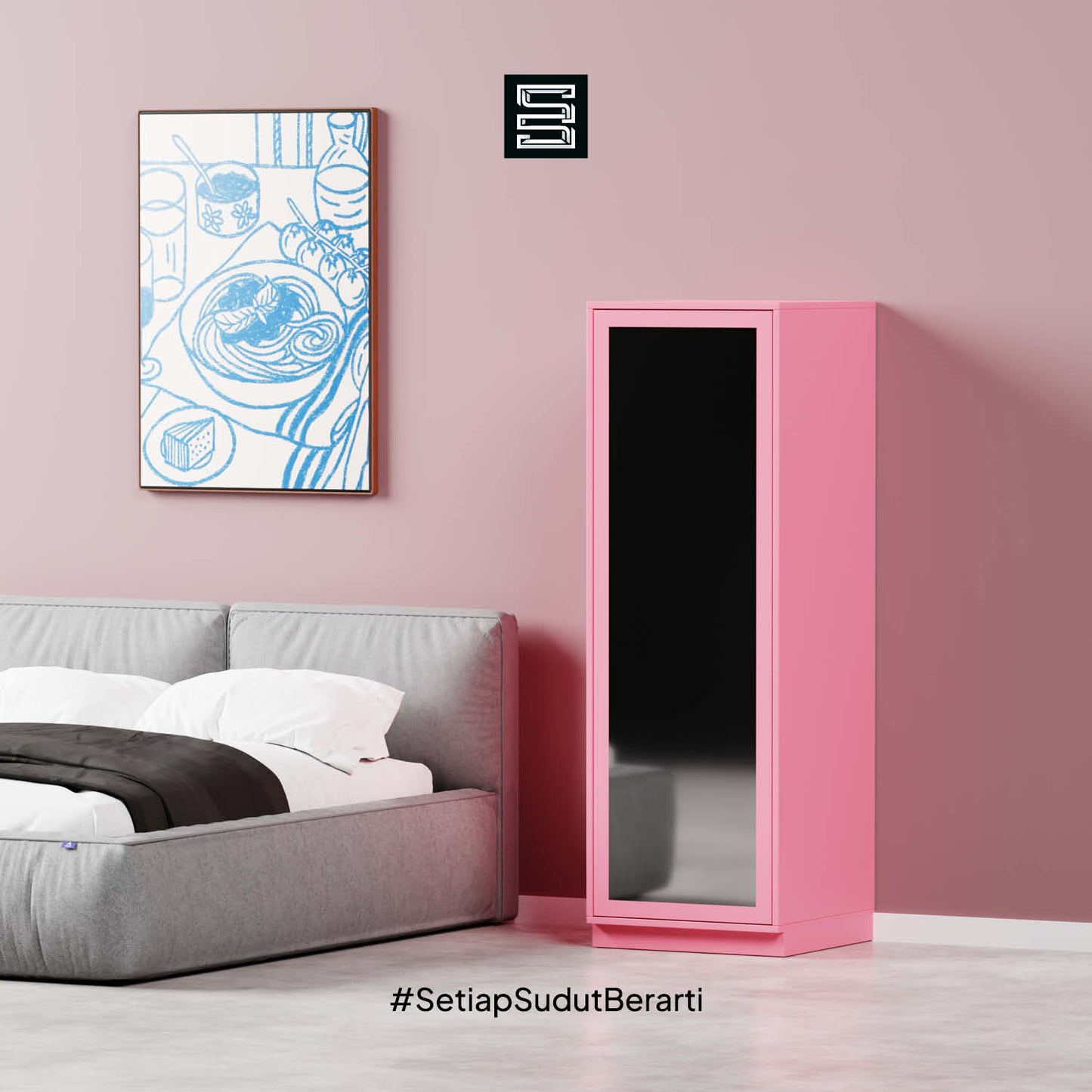 Wadrobe 60x60x180 Dengan Cermin