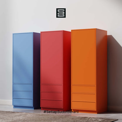 Wadrobe 60x60x180 Dengan Tiga Laci