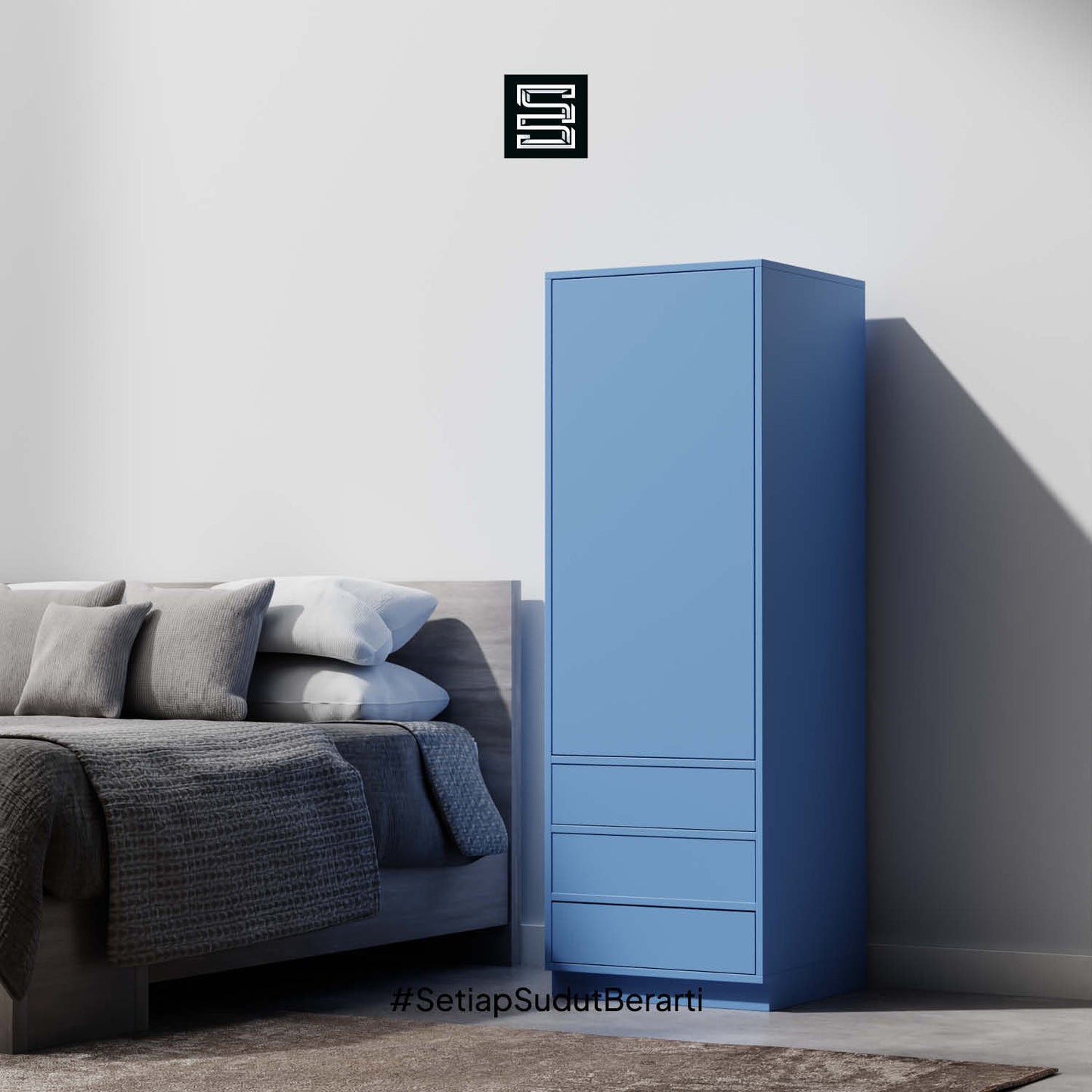 Wadrobe 60x60x180 Dengan Tiga Laci