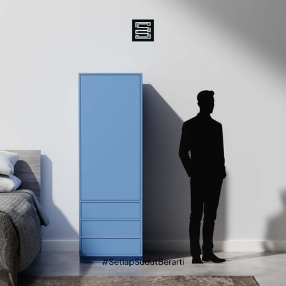 Wadrobe 60x60x180 Dengan Tiga Laci