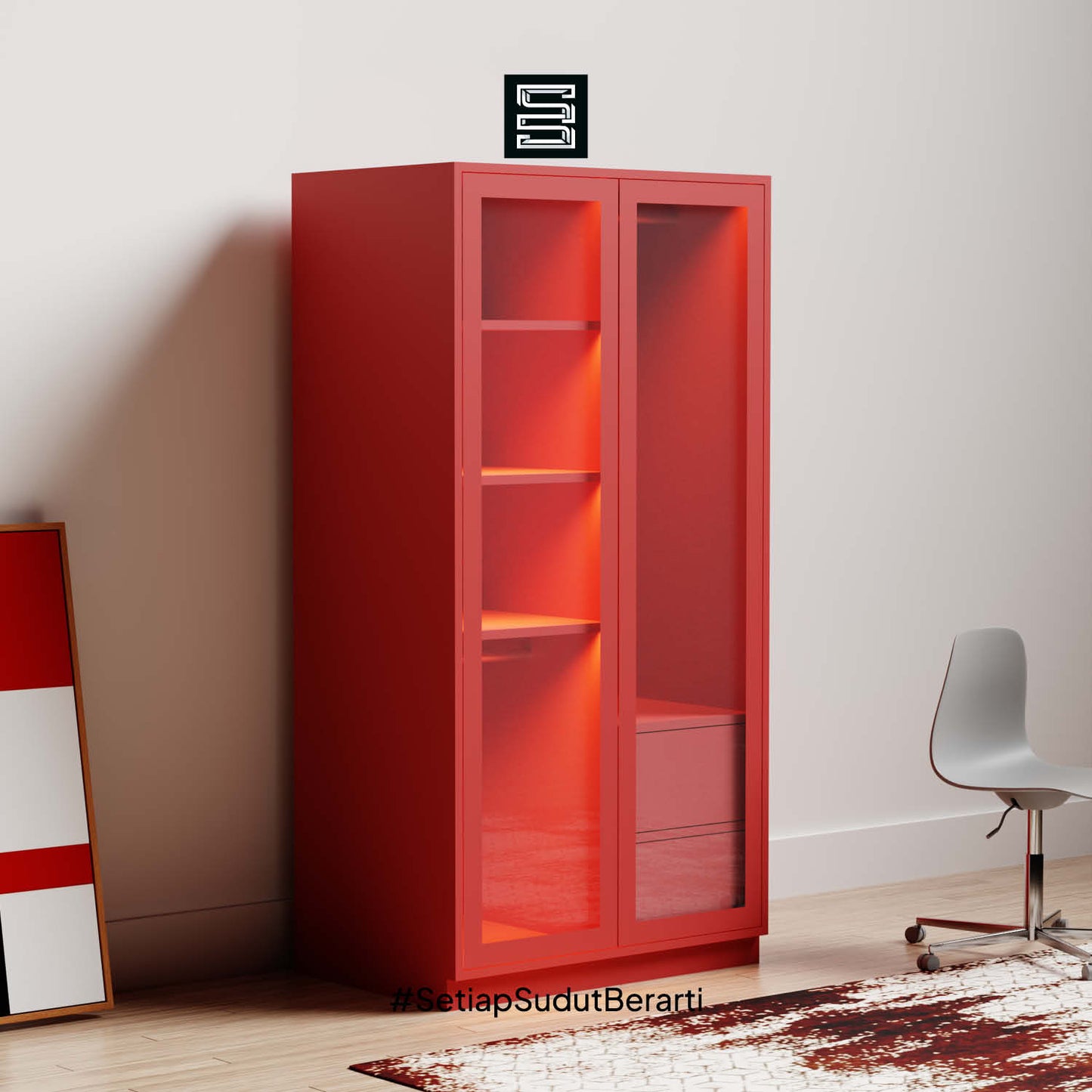 Wadrobe 60x60x180 Dengan Kaca Transparan