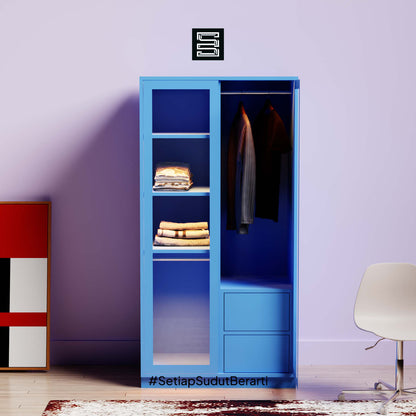 Wadrobe 60x60x180 Dengan Kaca Transparan