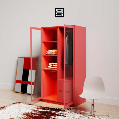 Wadrobe 60x60x180 Dengan Kaca Transparan