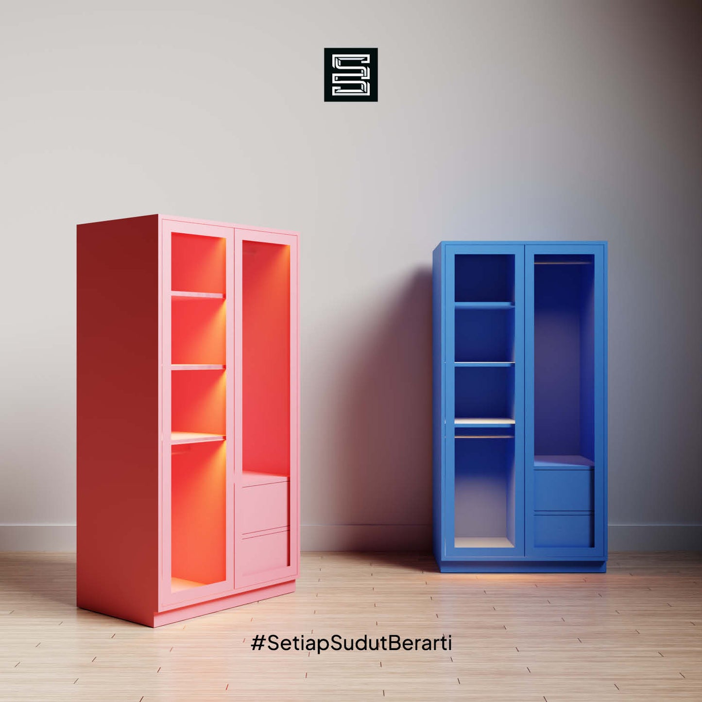 Wadrobe 60x60x180 Dengan Kaca Transparan