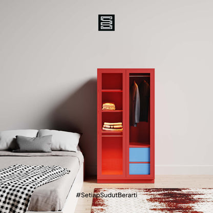 Wadrobe 60x60x180 Dengan Kaca Transparan