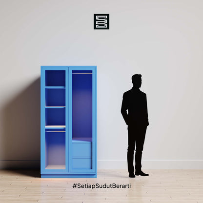 Wadrobe 60x60x180 Dengan Kaca Transparan