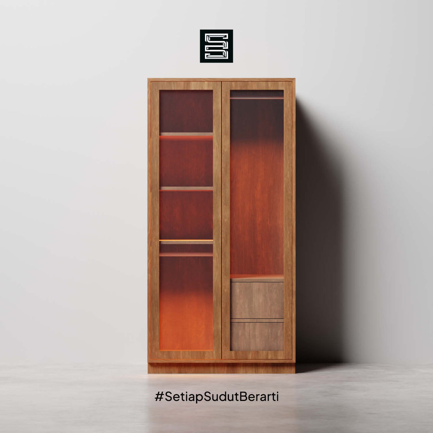 Wadrobe 60x60x180 Dengan Kaca Transparan