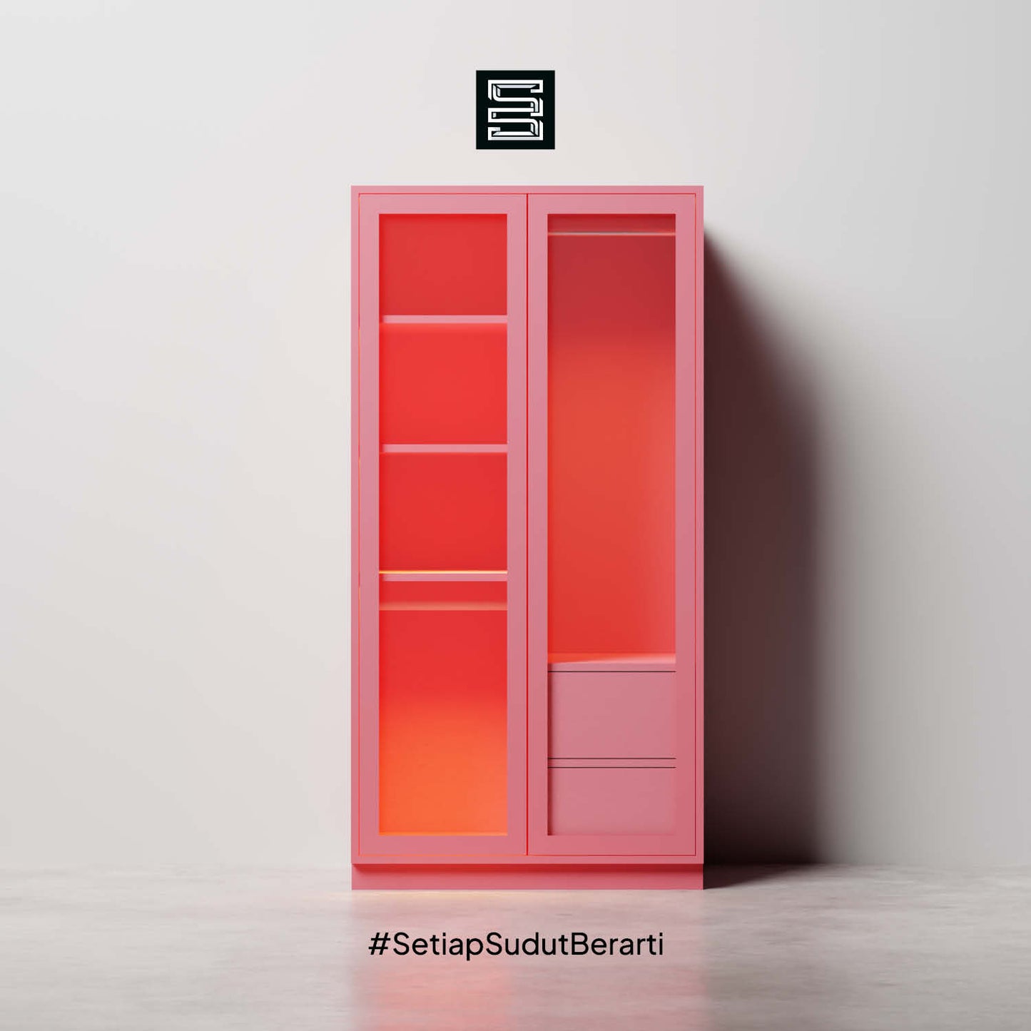 Wadrobe 60x60x180 Dengan Kaca Transparan