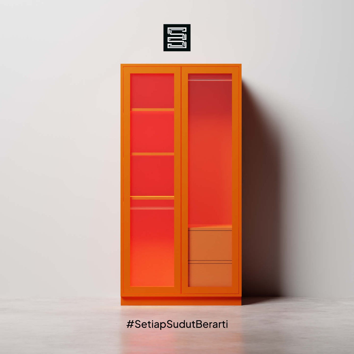 Wadrobe 60x60x180 Dengan Kaca Transparan