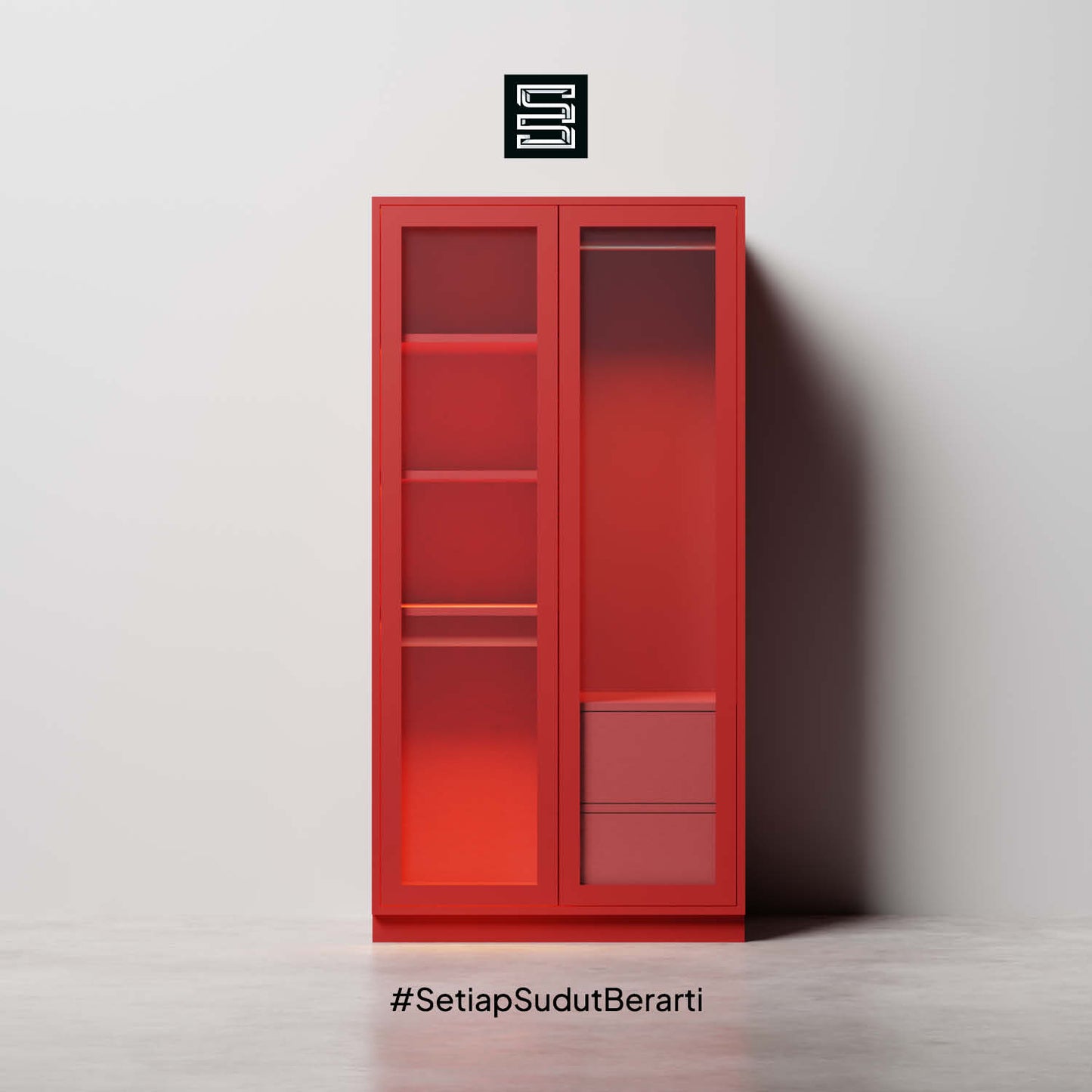 Wadrobe 60x60x180 Dengan Kaca Transparan