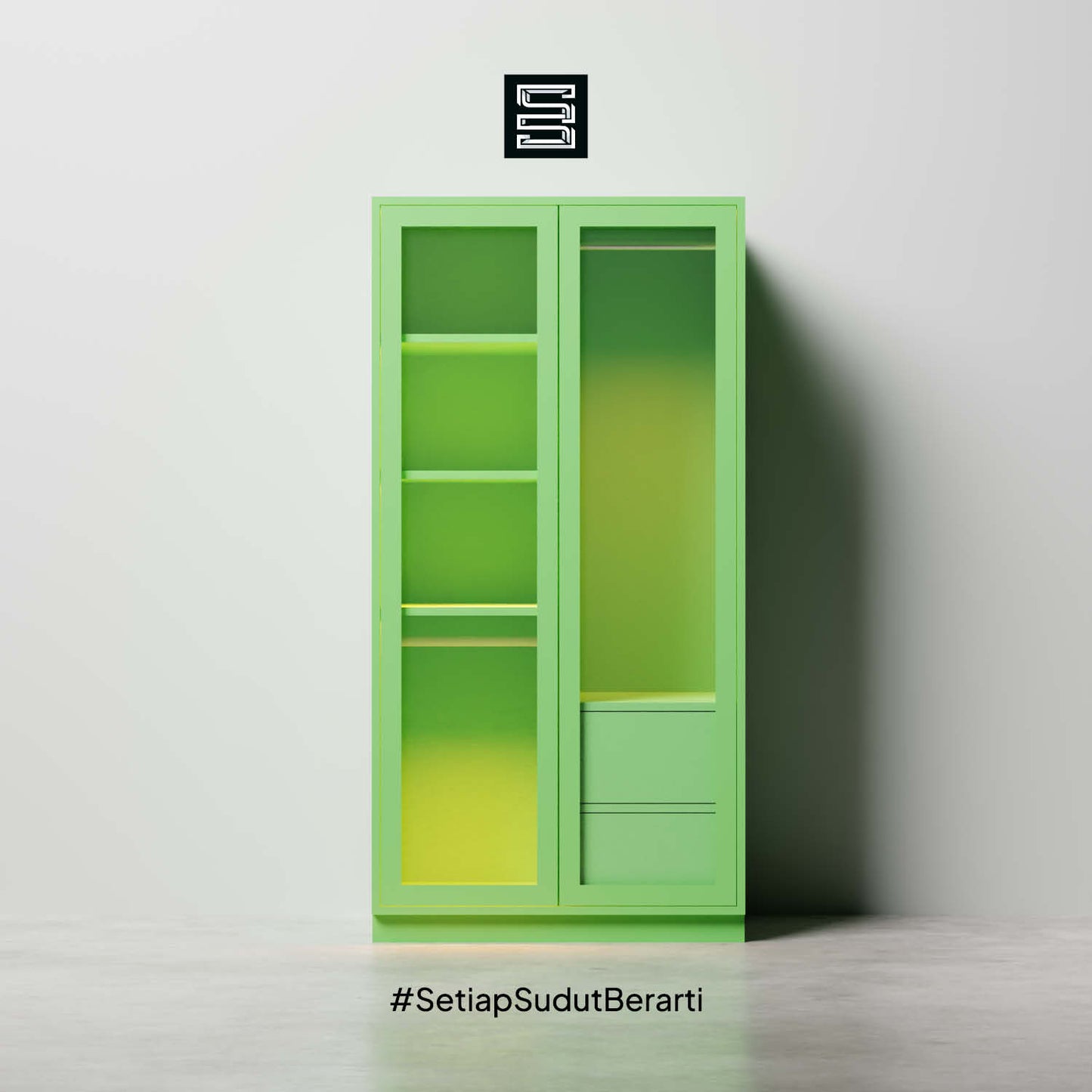 Wadrobe 60x60x180 Dengan Kaca Transparan