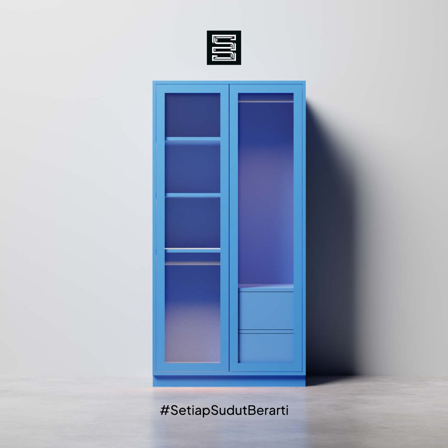 Wadrobe 60x60x180 Dengan Kaca Transparan